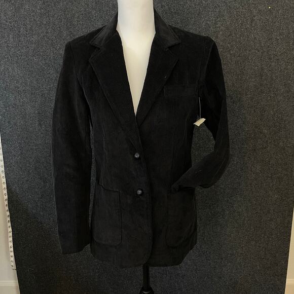 Vintage Kathy Davis Black Corduroy Blazer Women’s 10 Button Front Jacket Lined - Picture 1 of 13